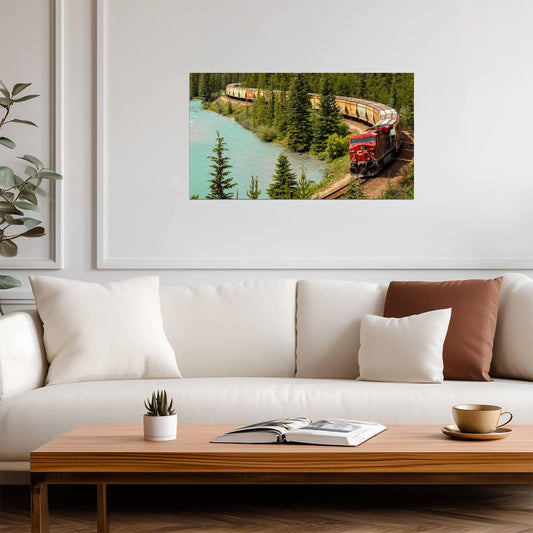 Canadian Pacific Freight Train | Locomotive Photography Poster | Train Through Banff National Park - Cars Poster
