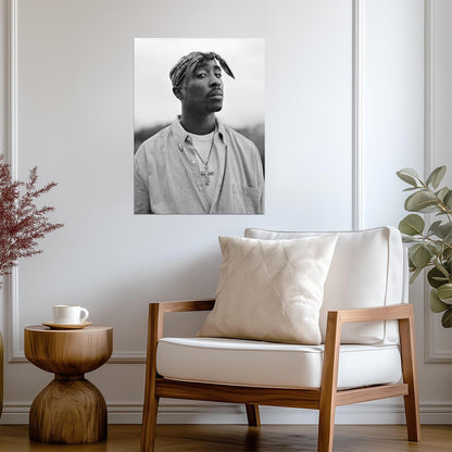 Tupac Shakur 2Pac Bandana Portrait | Black & White Photography | 90s Rap Music Poster - Music Poster