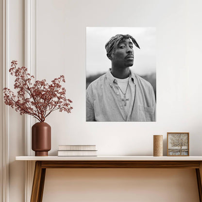 Tupac Shakur 2Pac Bandana Portrait | Black & White Photography | 90s Rap Music Poster - Music Poster