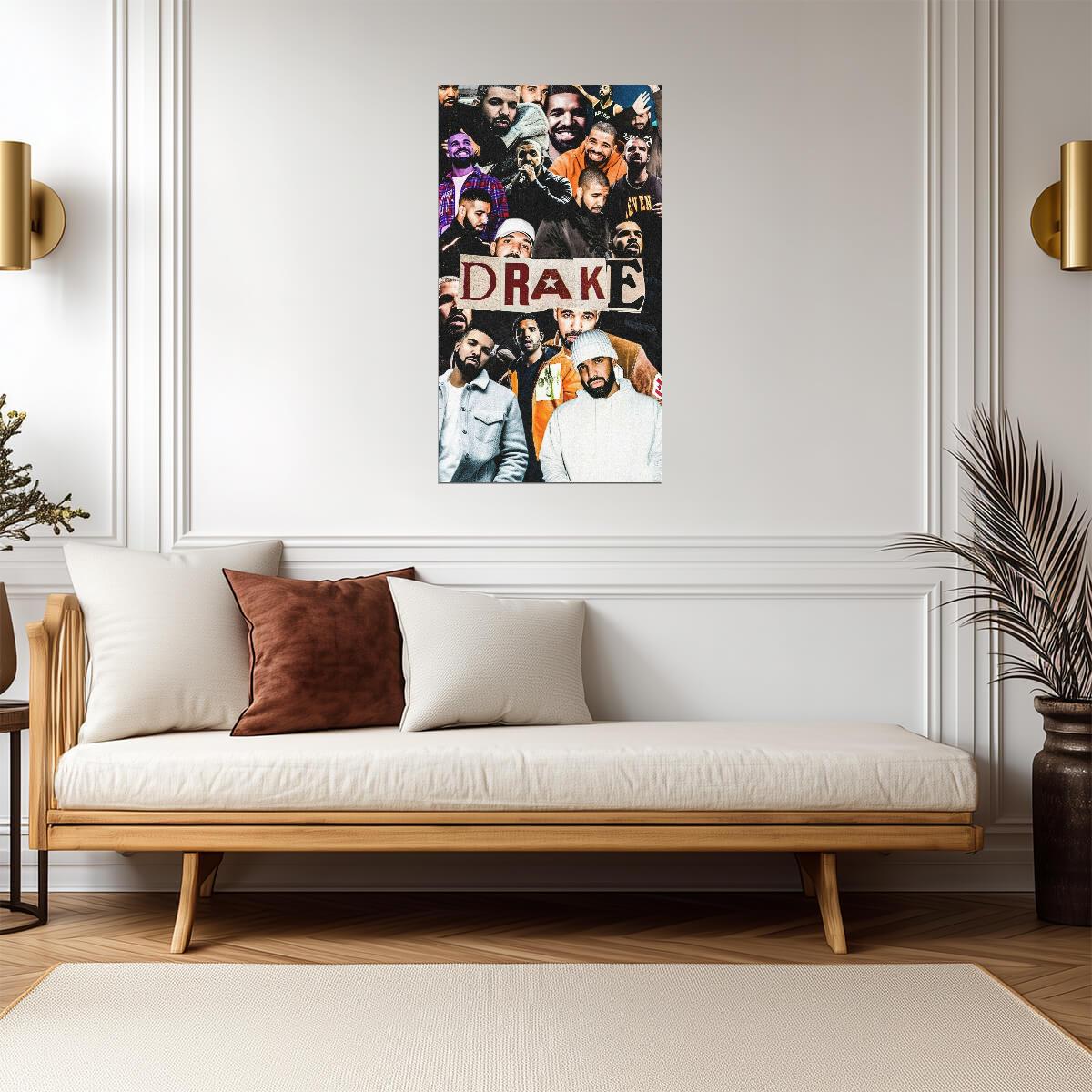 Drake Photo Collage | Hip Hop Legend Poster | Rapper Fan Art Print - Music Poster