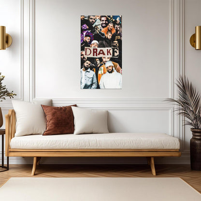 Drake Photo Collage | Hip Hop Legend Poster | Rapper Fan Art Print - Music Poster