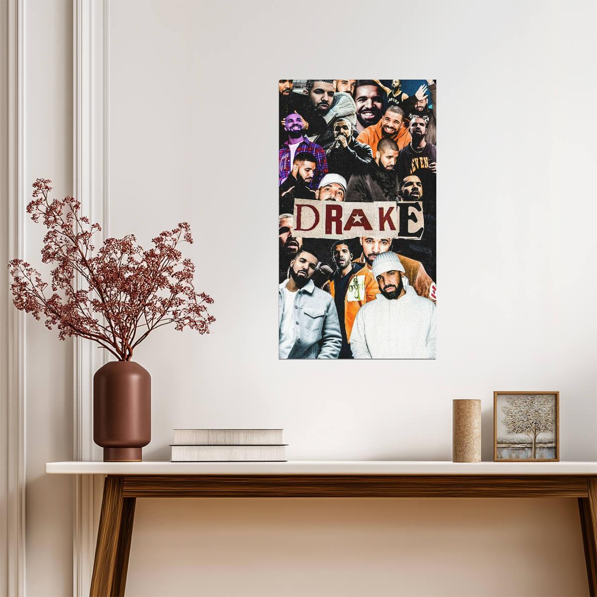 Drake Photo Collage | Hip Hop Legend Poster | Rapper Fan Art Print - Music Poster