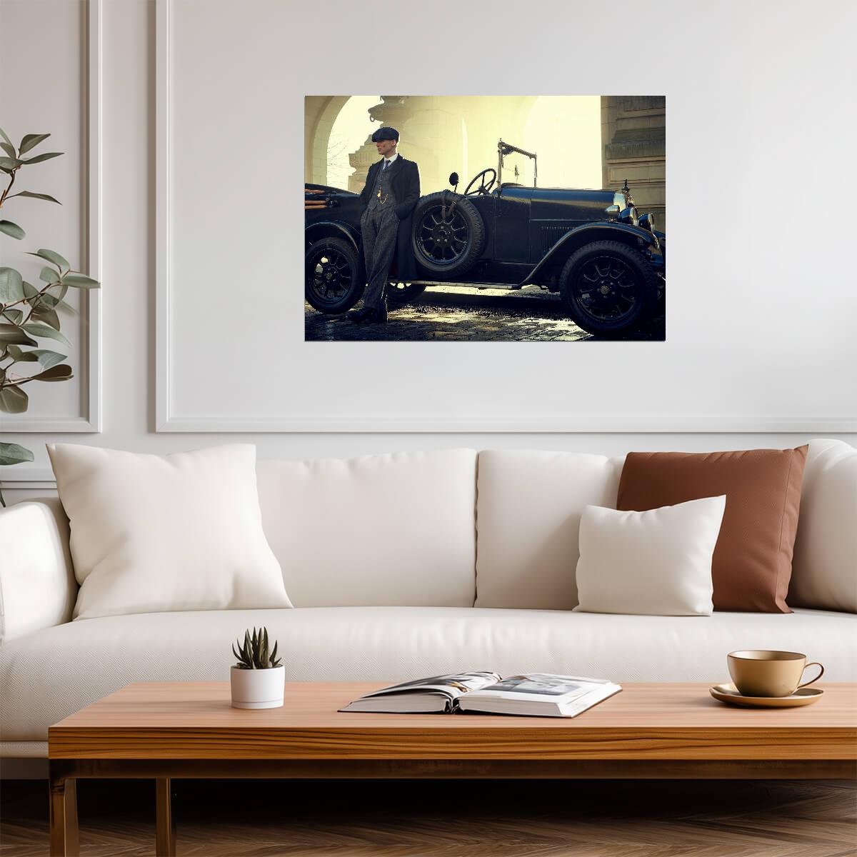 Peaky Blinders Thomas Shelby with Vintage Car | TV Show Poster | Cillian Murphy Portrait - Movies & TV Poster