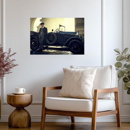 Peaky Blinders Thomas Shelby with Vintage Car | TV Show Poster | Cillian Murphy Portrait - Movies & TV Poster