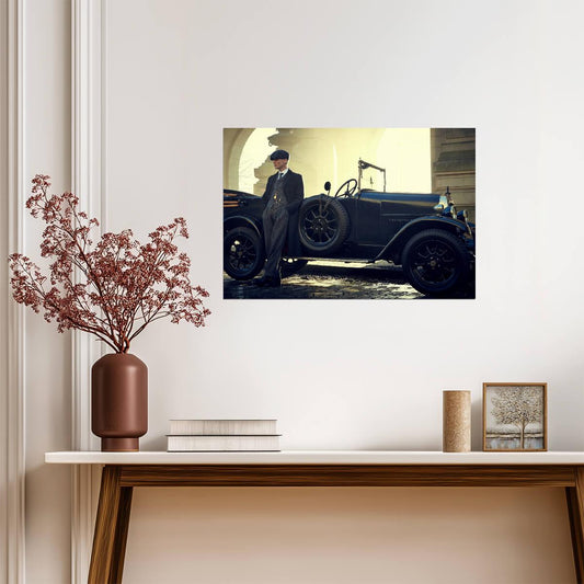 Peaky Blinders Thomas Shelby with Vintage Car | TV Show Poster | Cillian Murphy Portrait - Movies & TV Poster