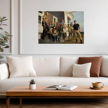 The Walking Dead Early Cast on Farmhouse Porch | Classic TV Show Poster | Horror Drama Art - Movies & TV Poster