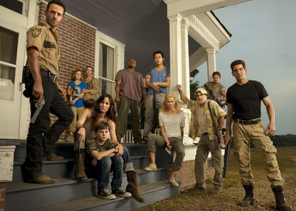 The Walking Dead Early Cast on Farmhouse Porch | Classic TV Show Poster | Horror Drama Art - Movies & TV Poster