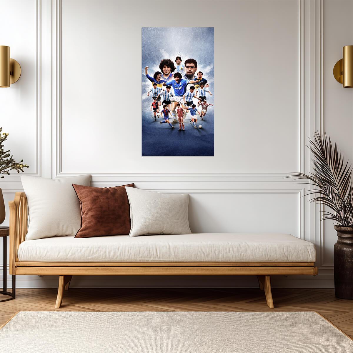 Diego Maradona Career Collage | Soccer Poster | Napoli Argentina Legend - Sports Poster