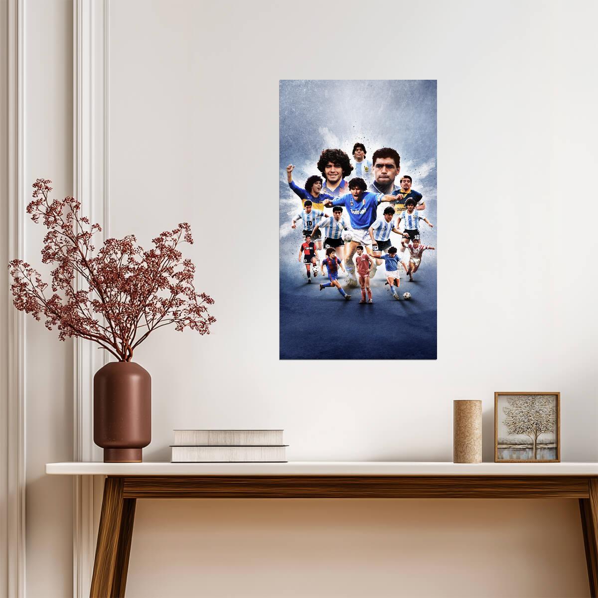 Diego Maradona Career Collage | Soccer Poster | Napoli Argentina Legend - Sports Poster