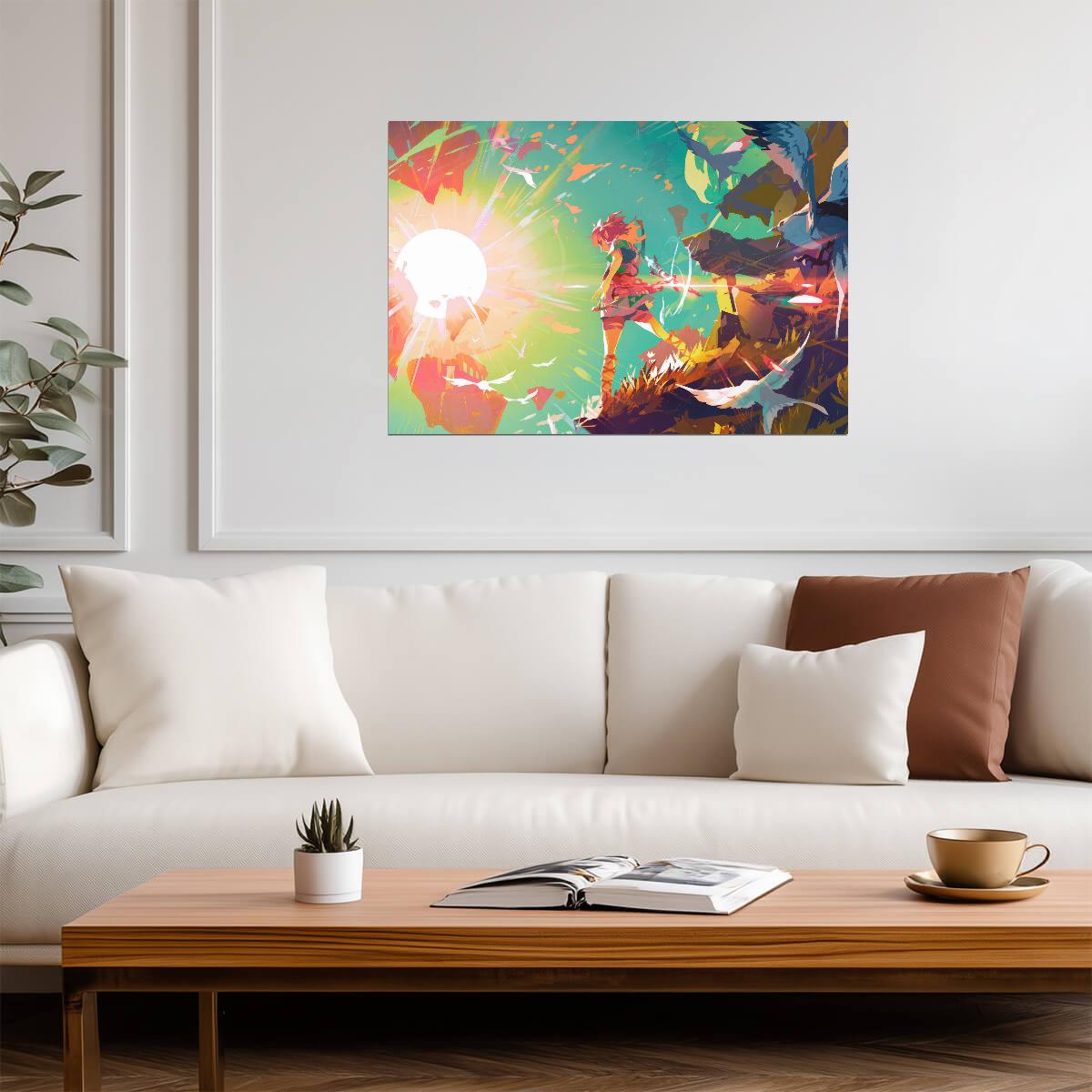 The Legend of Zelda Tears of the Kingdom Link | Abstract Stylized Art Poster | Colorful Nintendo TOTK Decor - Video Games Poster
