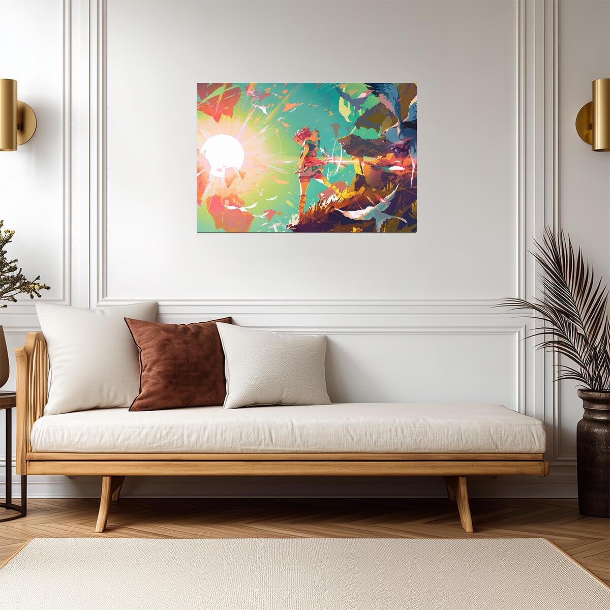 The Legend of Zelda Tears of the Kingdom Link | Abstract Stylized Art Poster | Colorful Nintendo TOTK Decor - Video Games Poster