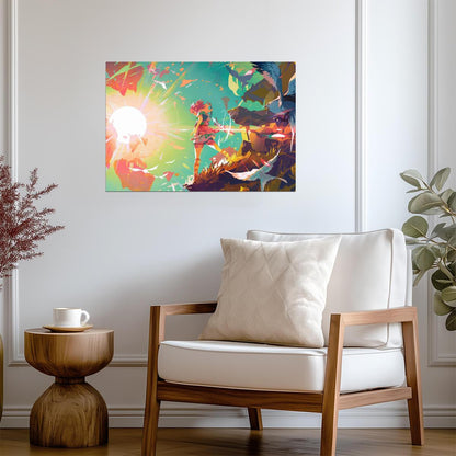 The Legend of Zelda Tears of the Kingdom Link | Abstract Stylized Art Poster | Colorful Nintendo TOTK Decor - Video Games Poster