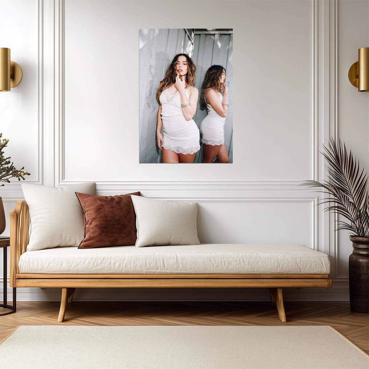 Addison Rae White Slip Dress | Influencer Poster | Neutral Tone Photo - Celebrities Poster