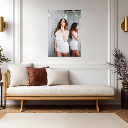Addison Rae White Slip Dress | Influencer Poster | Neutral Tone Photo - Celebrities Poster