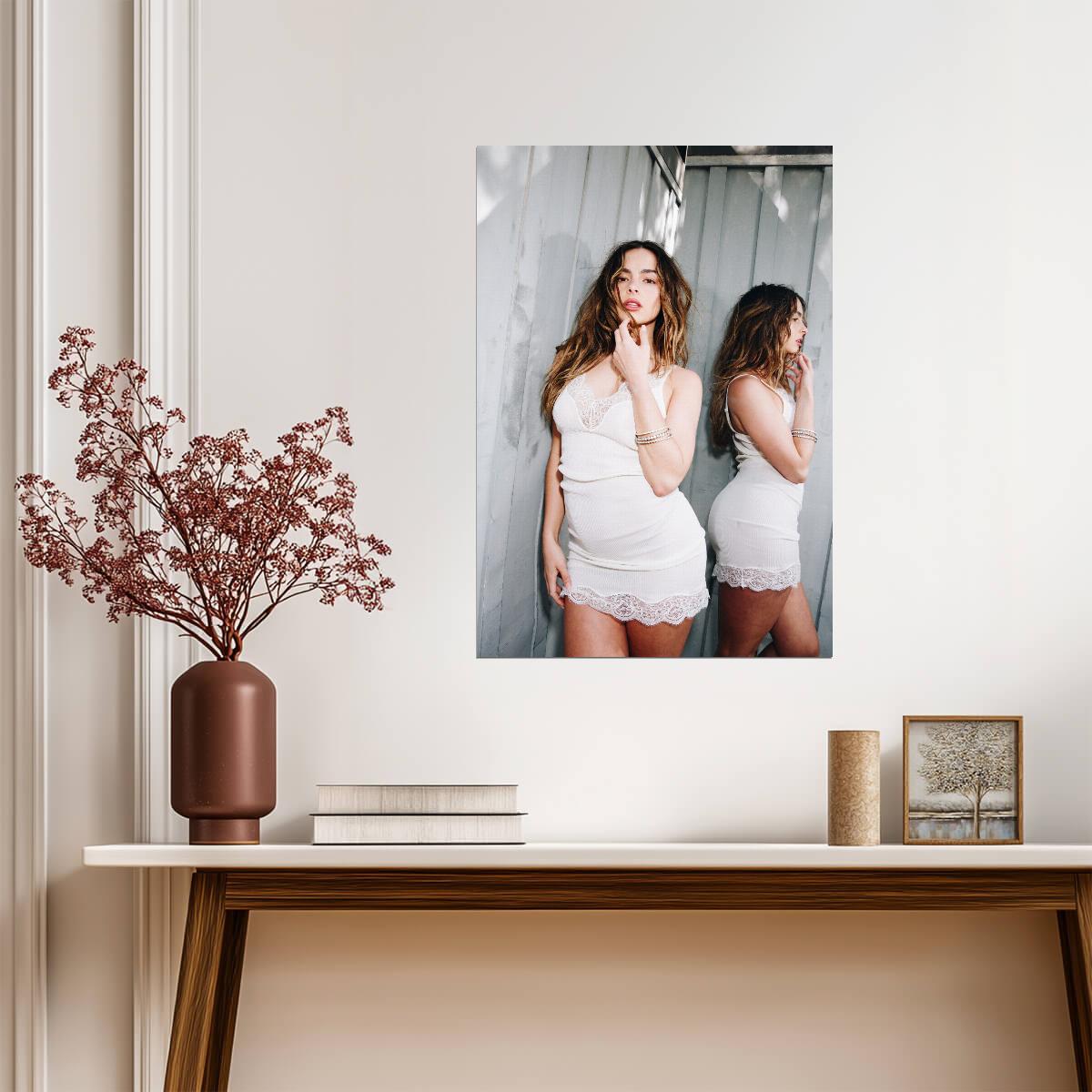 Addison Rae White Slip Dress | Influencer Poster | Neutral Tone Photo - Celebrities Poster