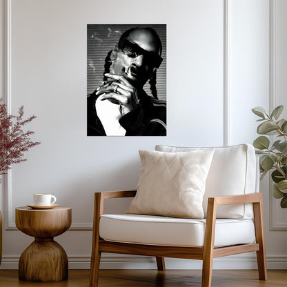 Snoop Dogg Smoking Portrait | Black & White Music Poster | Hip Hop Legend Art - Music Poster