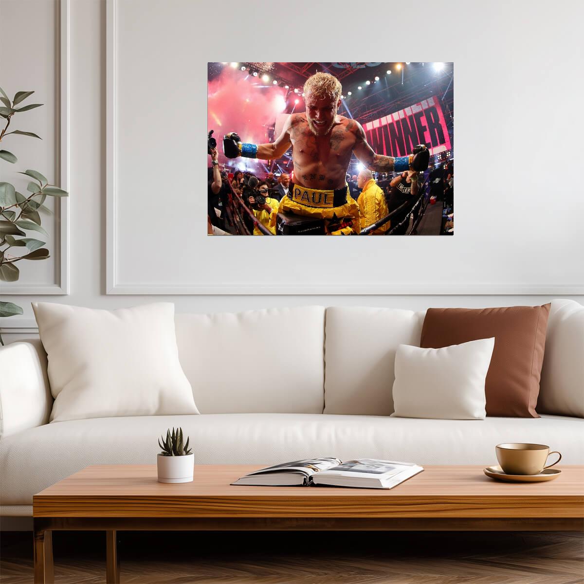 Jake Paul Victory Celebration | Boxing Poster | Triller Fight Winner - Sports Poster