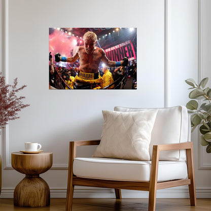 Jake Paul Victory Celebration | Boxing Poster | Triller Fight Winner - Sports Poster