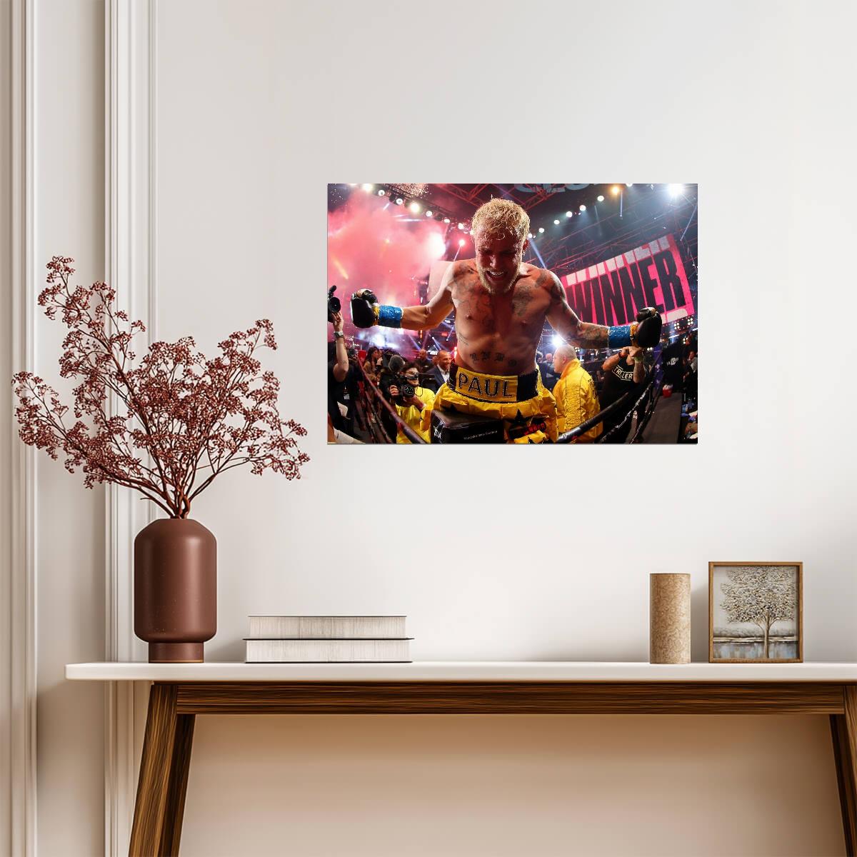 Jake Paul Victory Celebration | Boxing Poster | Triller Fight Winner - Sports Poster
