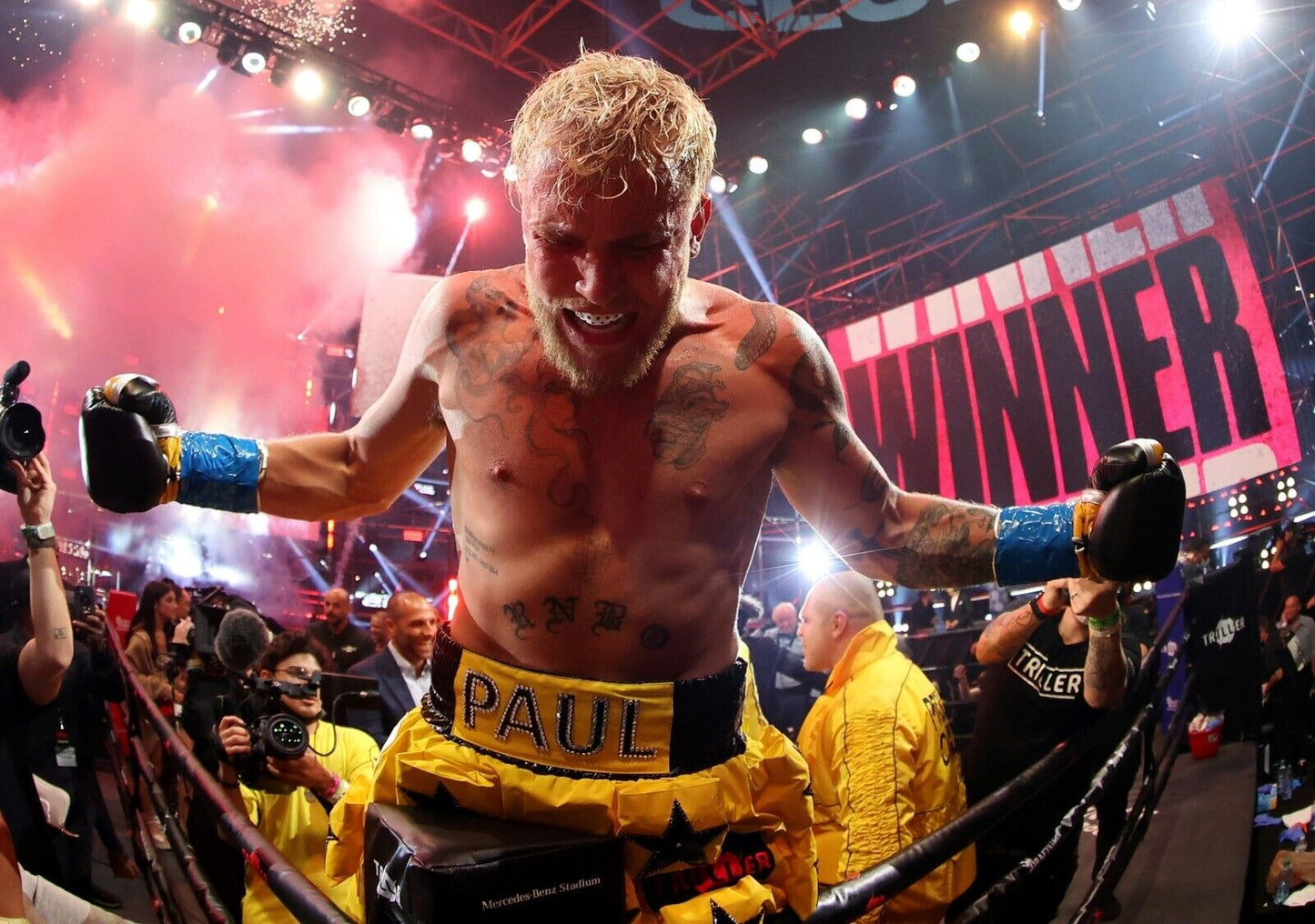 Jake Paul Victory Celebration | Boxing Poster | Triller Fight Winner - Sports Poster