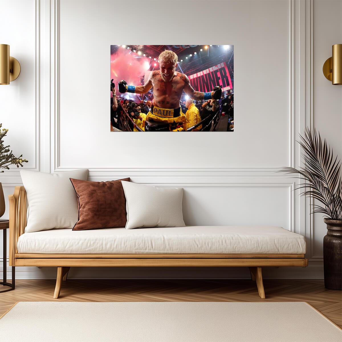 Jake Paul Victory Celebration | Boxing Poster | Triller Fight Winner - Sports Poster