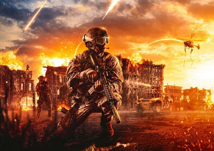 Call of Duty Warzone Soldier | Battlefield Inferno Poster | FPS Gaming Room Decor - Video Games Poster