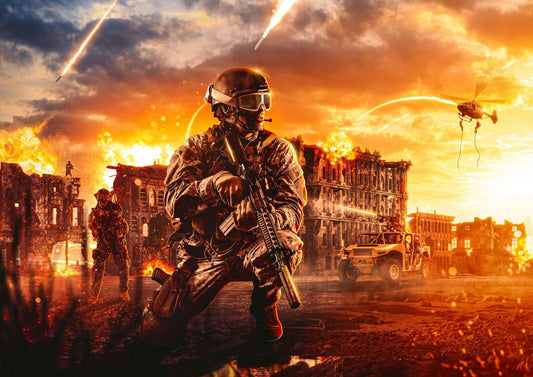Call of Duty Warzone Soldier | Battlefield Inferno Poster | FPS Gaming Room Decor - Video Games Poster
