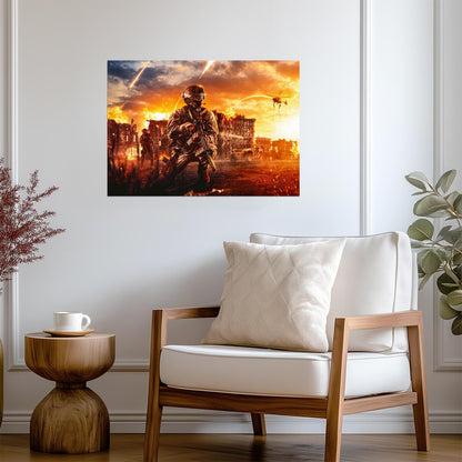 Call of Duty Warzone Soldier | Battlefield Inferno Poster | FPS Gaming Room Decor - Video Games Poster
