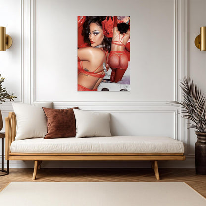 Rihanna Red Lace Lingerie | Photoshoot Art Print | Sexy Celebrity Poster - Music Poster