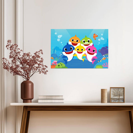 Baby Shark | Nursery Wall Art | Kids Cartoon Poster - For Kids Poster
