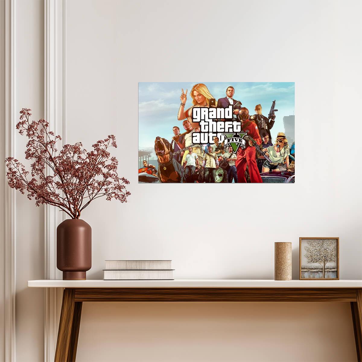 Grand Theft Auto V Main Characters | Michael Franklin & Trevor Poster | Action-Adventure Game Art - Video Games Poster