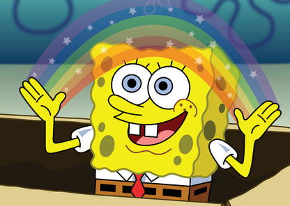 Spongebob Squarepants Imagination Rainbow | Classic Cartoon Poster | Funny Meme Wall Art - Movies & TV Poster