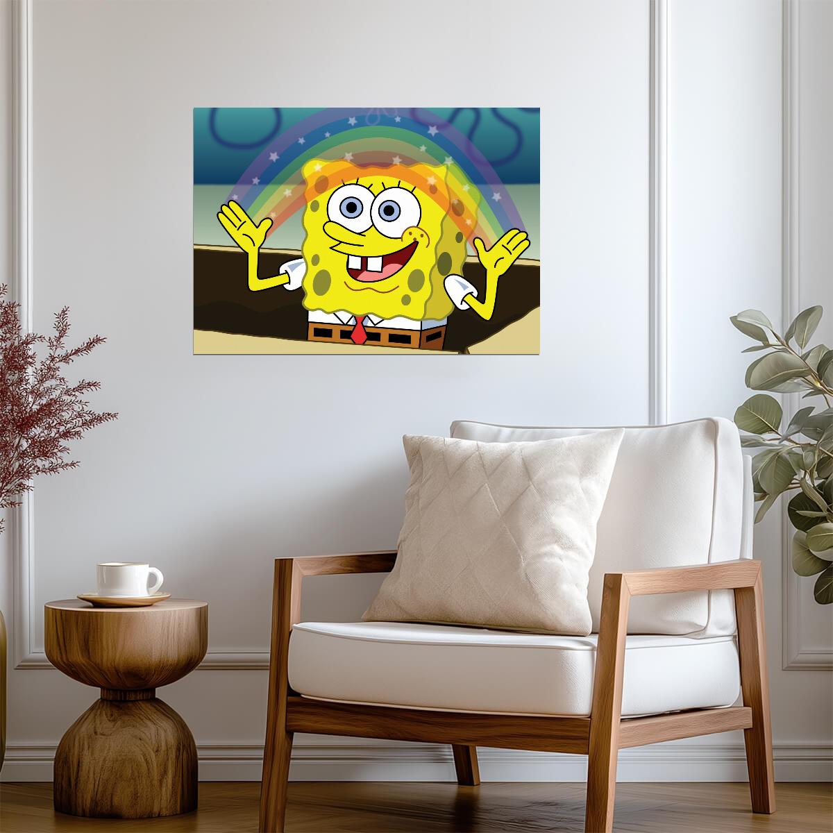Spongebob Squarepants Imagination Rainbow | Classic Cartoon Poster | Funny Meme Wall Art - Movies & TV Poster
