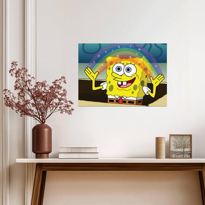 Spongebob Squarepants Imagination Rainbow | Classic Cartoon Poster | Funny Meme Wall Art - Movies & TV Poster