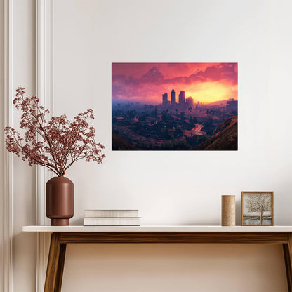 Grand Theft Auto V Los Santos Sunset | Cityscape Scenery Poster | Open World Game Decor - Video Games Poster