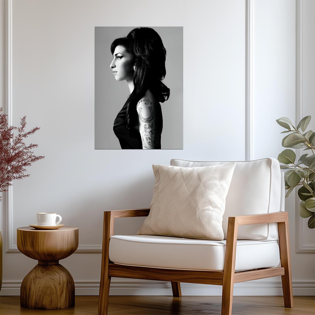 Amy Winehouse Black and White Profile | Portrait Poster | Vintage Music Legend - Music Poster