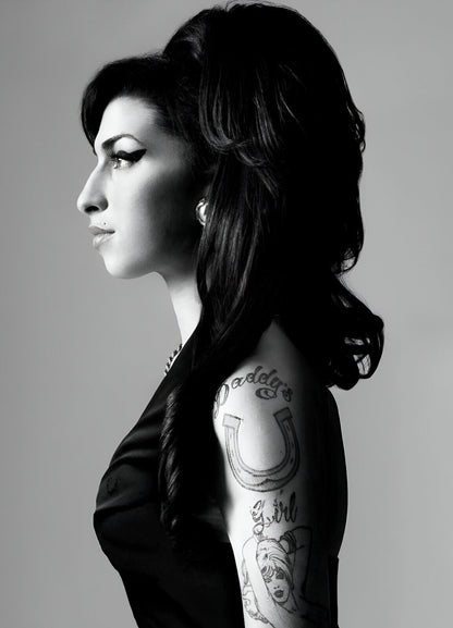 Amy Winehouse Black and White Profile | Portrait Poster | Vintage Music Legend - Music Poster