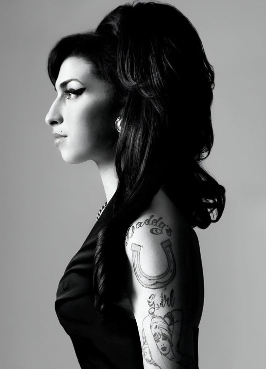 Amy Winehouse Black and White Profile | Portrait Poster | Vintage Music Legend - Music Poster