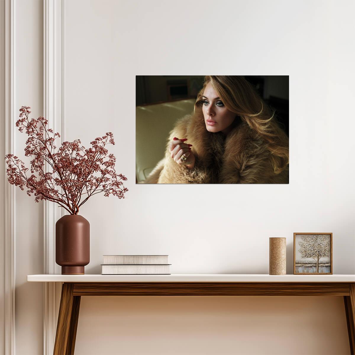 Adele Fur Coat Portrait | Music Poster | Soul Singer Wall Art - Music Poster