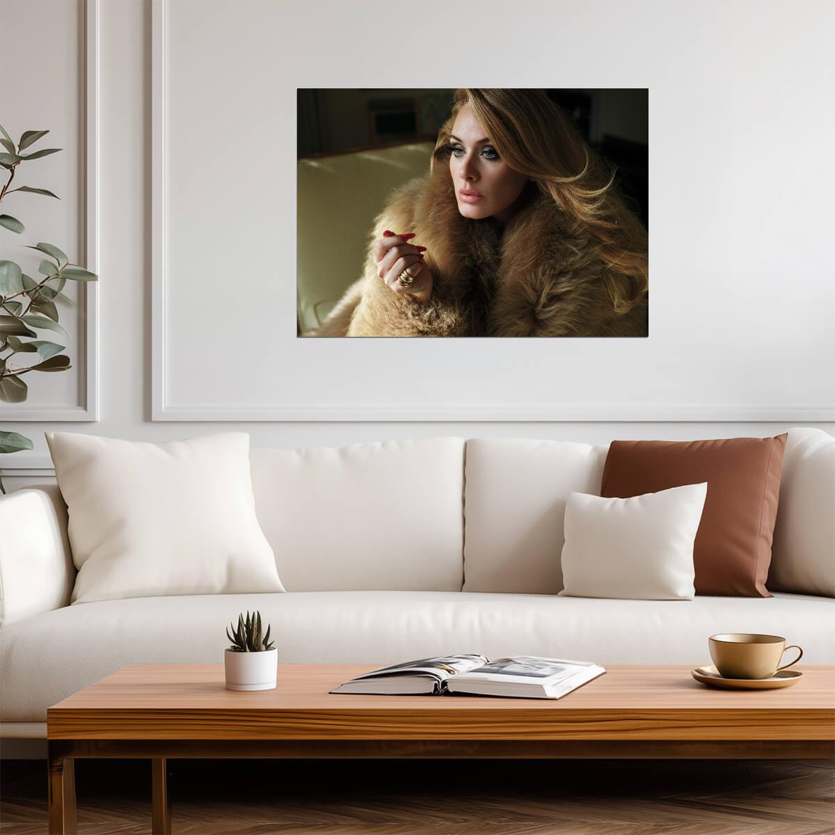 Adele Fur Coat Portrait | Music Poster | Soul Singer Wall Art - Music Poster