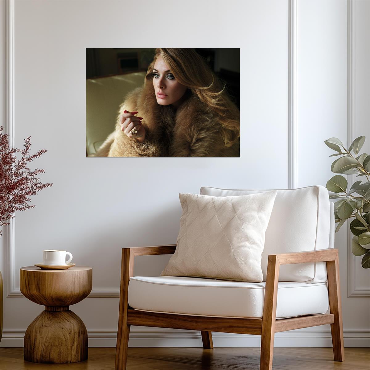 Adele Fur Coat Portrait | Music Poster | Soul Singer Wall Art - Music Poster