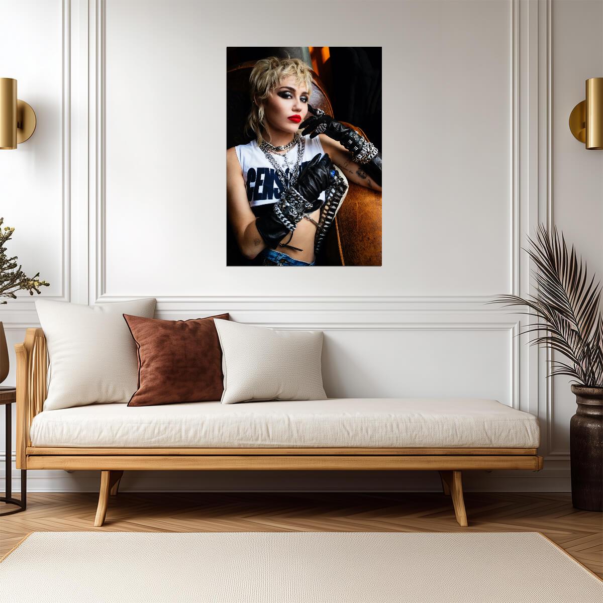Miley Cyrus Rock Star Photoshoot | Modern Music Poster | Glam Punk Wall Art - Music Poster