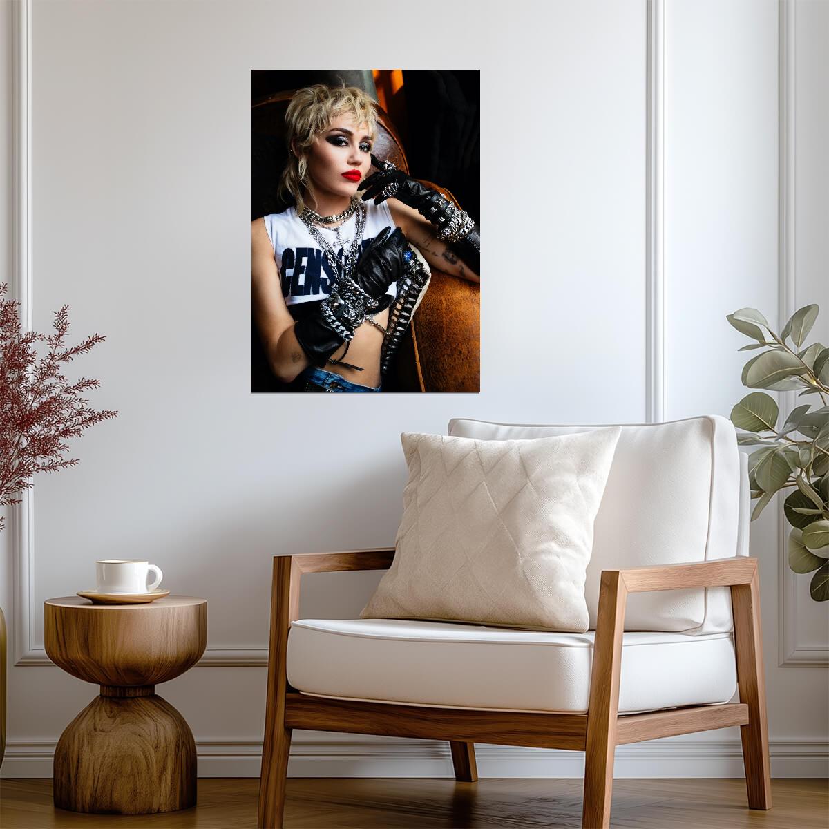 Miley Cyrus Rock Star Photoshoot | Modern Music Poster | Glam Punk Wall Art - Music Poster