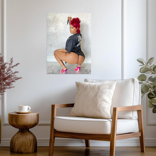 Nicki Minaj Red Ruby Da Sleeze | Red Hair Photoshoot Poster | Sexy Hip Hop Star - Music Poster
