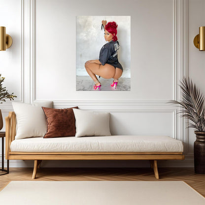 Nicki Minaj Red Ruby Da Sleeze | Red Hair Photoshoot Poster | Sexy Hip Hop Star - Music Poster
