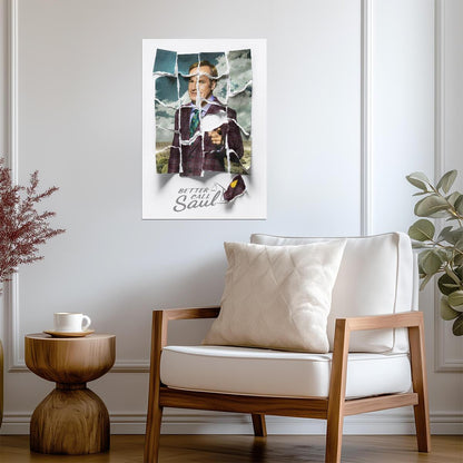 Better Call Saul Torn Poster Art | TV Show Wall Art | Saul Goodman Portrait - Movies & TV Poster