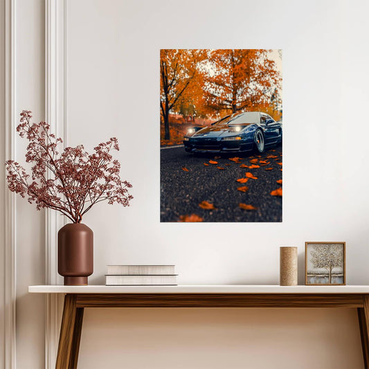 Honda NSX 1st Gen (NA1) | Japanese Supercar Poster | Blue Sports Car in Autumn - Cars Poster