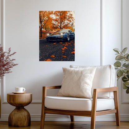 Honda NSX 1st Gen (NA1) | Japanese Supercar Poster | Blue Sports Car in Autumn - Cars Poster