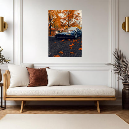 Honda NSX 1st Gen (NA1) | Japanese Supercar Poster | Blue Sports Car in Autumn - Cars Poster