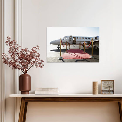 Private Jet with Red Carpet | Luxury Lifestyle Poster | VIP Aviation Photography Print - Cars Poster